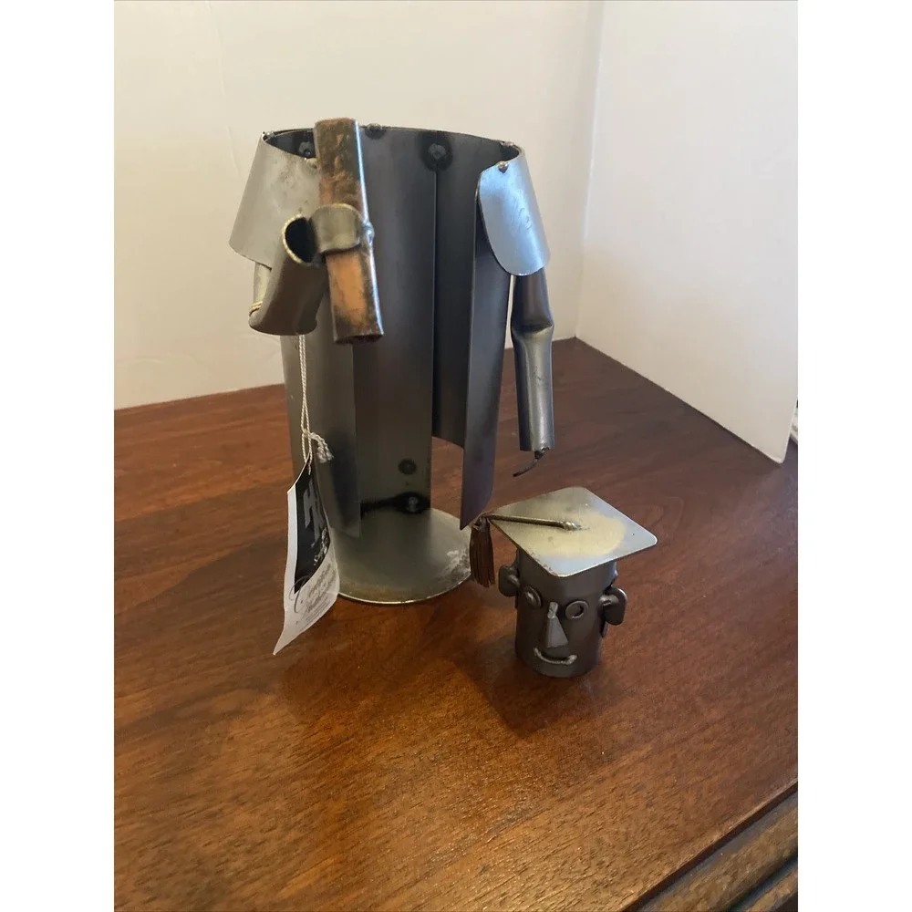 H & K  Steel Sculpture Wine Bottle Holder ,‎ Graduate, Man Cave